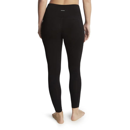 Jockey Women's Cotton Stretch Basic Ankle Legging with Side Pocket, Deep Black, Large
