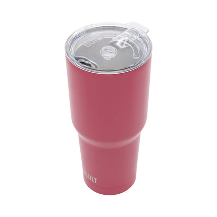 BUILT Double Walled Stainless Steel Tumbler Set with Replacement Lid, 2 Reusable Tritan Wire Straw Cleaning Brush in Gift Box, 1 Count (Pack of 1), Burgundy