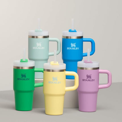 Vaso Stanley Quencher H2.0 con asa y pajita, 591 ml | Tapa Flowstate de 3 posiciones | Compatible con portavasos de coche | Vaso térmico de acero inoxidable | Sin BPA | Seafoam