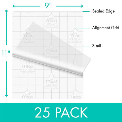 Mead Thermal Laminating Pouches, Lamination Sheets, Letter Size Pouch, 3 Mil, EZ-Align, 25 Pack (39027)