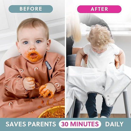 BIBaDO Long Sleeve Waterproof Baby Bib, Rainbow Bunnies 2-Pack, 6–36 Months