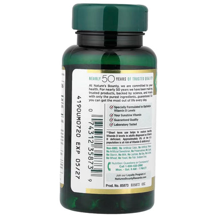 Nature's Bounty, Ultra Strength D3-10,000 IU, 72 Softgels (2pack)