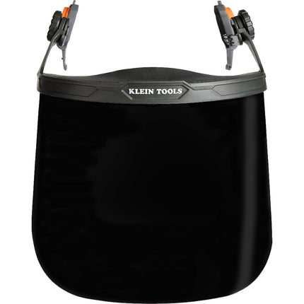 Klein Tools 60529 Tinted Full Brim Hard Hat Face Shield, Impact Rated, Anti-Fog, Low-Profile, Full Face Shield for Grinding and Demolition