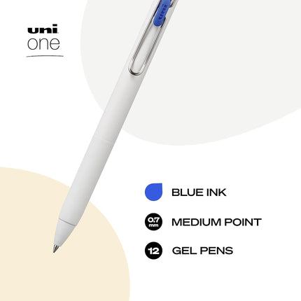Uni-ball Uniball One Gel Pen, 12 Blue Pens, Medium Point 0.7 mm Gel Pens, Fine Point, Smooth Writing Pens, Home Office Supplies by, Colored Pens, Ink Pens, Ballpoint Pens, Bulk Pens for Journaling