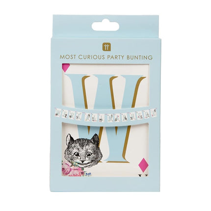 Talking Tables Reusable Alice in Wonderland Double-Sided Party Garland Paper Bunting Afternoon Tea Party Decorations Mad Hatter Room Decor, Birthday, Baby & Bridal Shower, Wedding Decorations, 3m