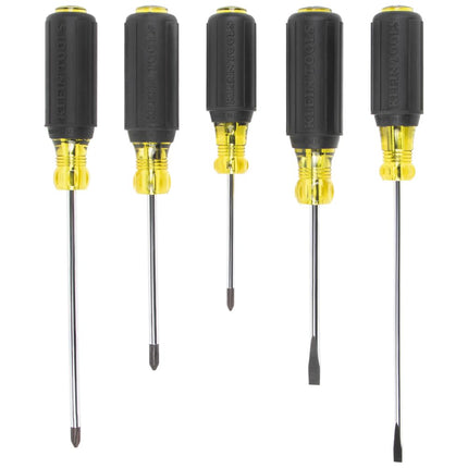 Juego de desarmadores Klein Tools 85805, hecho en EE. UU., puntas de precisión multiusos maquinadas, (3) Phillips, (2) ranuradas, mango acojinado, 5 piezas