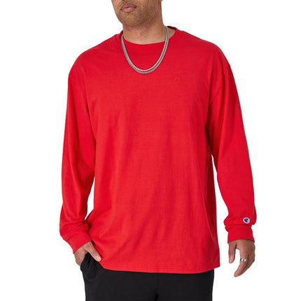 Champion Men's Classic Jersey Long Sleeve T-Shirt, Scarlet, L