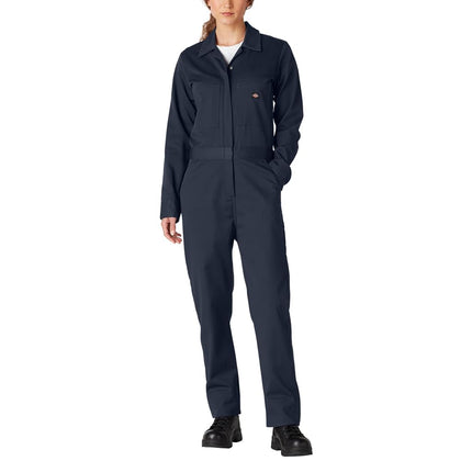 Dickies Women's Long Sleeve Cotton Twill Coverall, Dark Navy, Medium