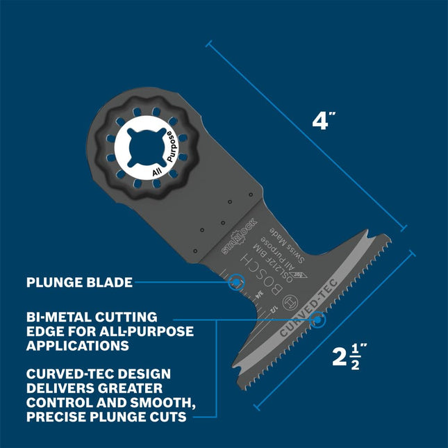 BOSCH Bosch OSL212F Starlock Oscillating Multi Tool Bi-Metal Plunge Cut Blade, 2-1/2" Width (-P)