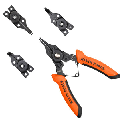 Klein Tools 73066 6 in 1 Convertible Pliers Set for Indoor and Outdoor Use 4 Interchangeable Heads with Right Angles, 45 Degree and 90 Degree
