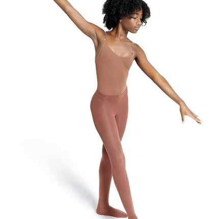 Capezio Ultra Soft Transition Tight, Transition Tights For Women, Footless or Footed Women’s Tights For Dance Performance, Versatile & Supportive Self-Knit Waistband Tights - Chestnut,L-XL (Large-XL)