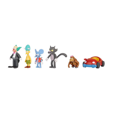 JAKKS Pacific The Simpsons Krusty Cast Action Figures Multi-Pack 6.35cm Scale Figures, Includes Krusty, Mojo, Itchy, Scratchy, and Sideshow Mel along with Krusty's Clown Car