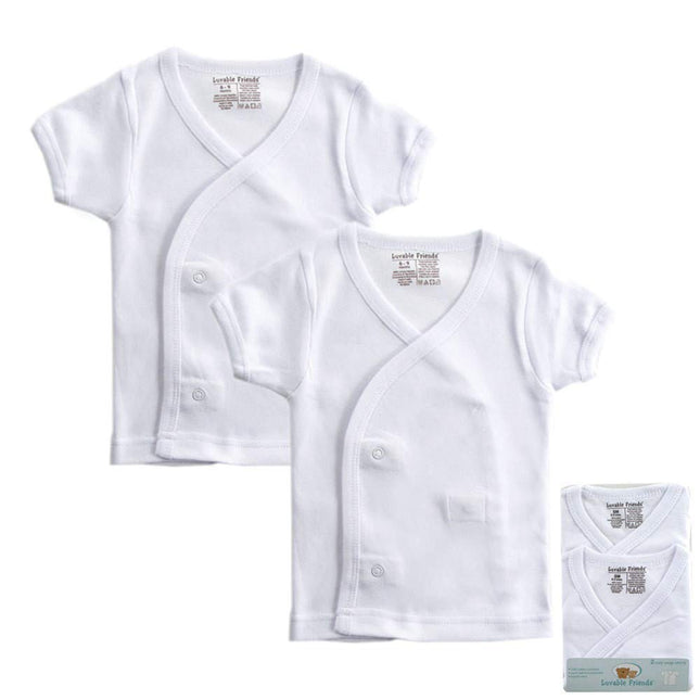 Luvable Friends Baby Side Snap Shirts, White Short