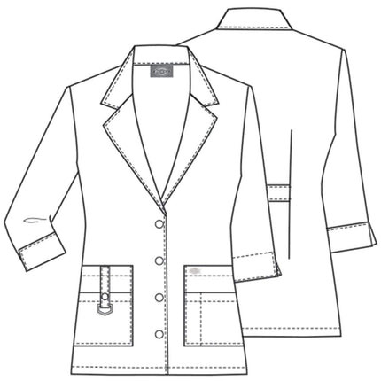 Dickies Contemporary Fit Women's 3/4 Sleeve 30" Twill Lab Coat 82402, White, S