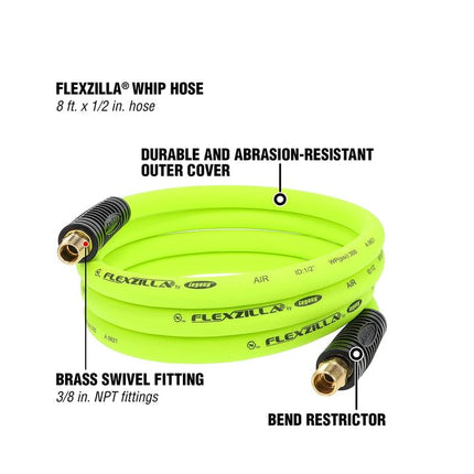 Flexzilla HFZ1208YW3S Hoses and Valves, 3/8" NPT Ends, 1/2" (inch) x 8' (feet)