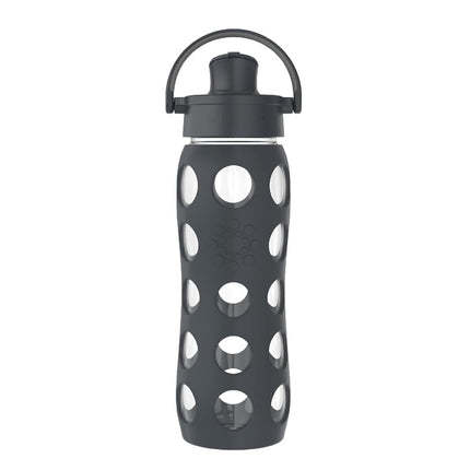 Lifefactory 22 oz Glass Water Bottle with Active Cap, Carbon