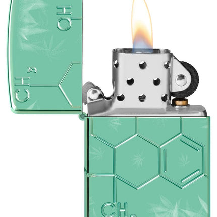 Zippo Cannabis Compound Design Armor High Polish Green Pocket Lighter