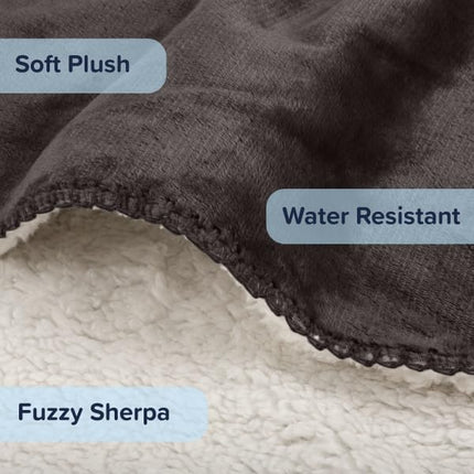 Petmaker Waterproof Pet Blanket Collection– Reversible Throw Protects Couch, Car, Bed from Spills, Stains, or Fur – Dog and Cat Blankets Dark Gray Large