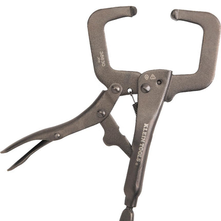 Klein Tools 38664 Locking Pliers Set, C-Clamp 6-Inch, Long Nose 6-Inch, Curved Jaw 10-Inch, High Torque, Molded Grips for Clamping and Gripping 3-Piece