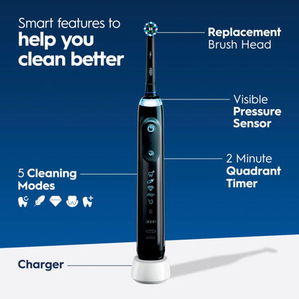 Oral-B GENIUS X LIMITED, Rechargeable Electric Toothbrush with Artificial Intelligence, 1 Brush Head, 1 Travel Case, Midnight Black