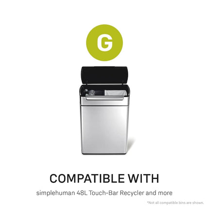 simplehuman Code G 100 Count,Genuine Custom Fit Liners, Drawstring Trash Bags in Dispenser Packs, 30 Liter / 8 Gallon, White