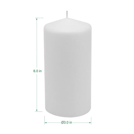 Stonebriar 6 Count Tall 3 x 6 Inch 65 Hour Long Burning Unscented White Wax Pillar Candles
