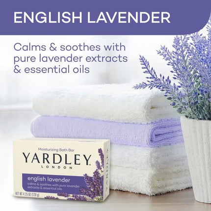 Jabón en barra Yardley London English Lavender con aceites esenciales, barra de 4.25 oz (paquete de 10)