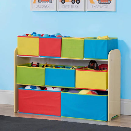 Delta Children Deluxe 9-Bin Toy Storage Organizer - Greenguard Gold Certified, Natural/Primary