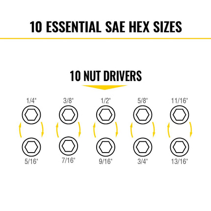 Klein Tools 65618 KNECT Flip-10 SAE Impact Socket Set, Deep Sockets with 5 Color-Coded Flip Sockets, 10 SAE Socket Sizes, 1/4 and 3/8-Inch Adapters and MODbox Case