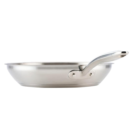 Rachael Ray Professional Stainless Steel Frying Pan/Skillet, Compatible with All Cooktops, Induction Ready, Dishwasher Safe, 12.5 Inch Open Fry Pan - Stainless Steel
