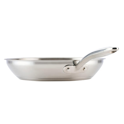 Rachael Ray Professional Stainless Steel Frying Pan/Skillet, Compatible with All Cooktops, Induction Ready, Dishwasher Safe, 12.5 Inch Open Fry Pan - Stainless Steel
