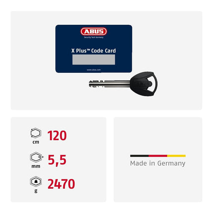 ABUS Bordo Granit 6500K Folding Lock with SH Bracket, 120 cm
