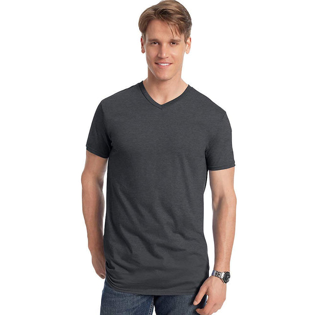 Hanes Men's Nano Premium Cotton V-Neck T-Shirt (Pack of 2), Charcoal Heather, X-Large