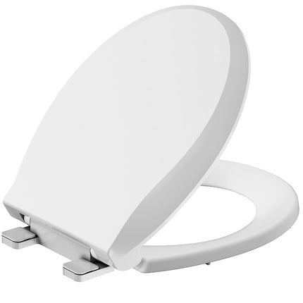 Round Toilet Seat Cover with Soft Close - Easy to Install, White Bathroom Toilet Seat Made of Tough PP Material