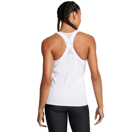 Under Armour Women's Tech Mesh Racer Tank, Ultra-Light and Breathable Running Vest, Athletic Sleeveless Tank Top for Women White