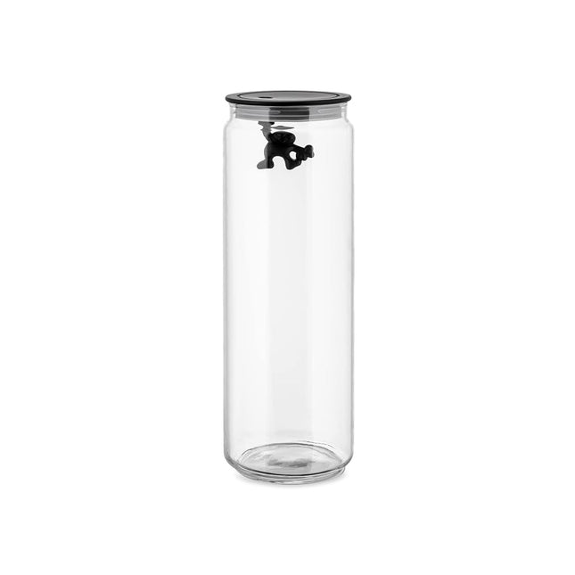 Alessi Gianni Glass Kitchen Box with Lid, Black, 3