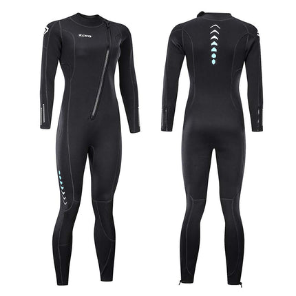 Ultra Stretch 3mm Neoprene Wetsuit, Front Zip Full Body Diving Suit, one Piece for Men & Women-Snorkeling, Scuba Diving Swimming, Surfing
