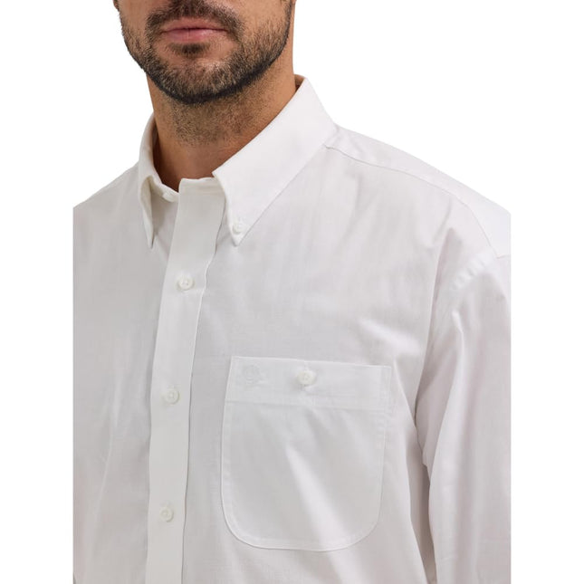 Wrangler Men's George Strait Western Long-Sleeve Relaxed-fit Button-Down Shirt, White, 2X Tall