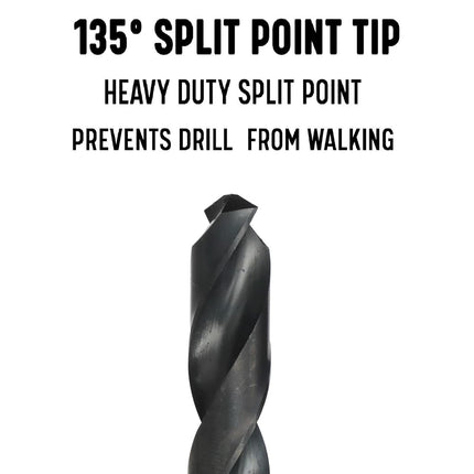 Drill America DWDST Series High-Speed Steel Screw Machine Length Drill Bit, Black Oxide Finish, Round Shank, Spiral Flute, 135 Degrees Split Point, 1-1/32" Size, Pack of 1