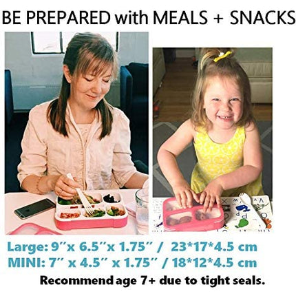 kinsho Stainless Steel Bento Lunch Boxes (Pink Large + MINI, 2)