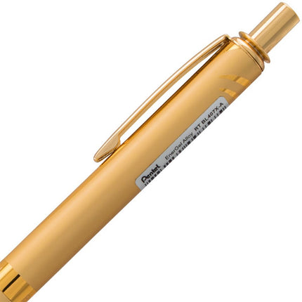 Pentel EnerGel Alloy RT Retractable Liquid Roller Gel Pen - Metal Barrel 0.7mm - Gold Body (Black Ink)