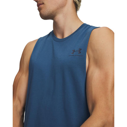 Under Armour Men's Sportstyle Left Chest Cut-Off T-Shirt, (498) Wham Blue / / Academy, XS