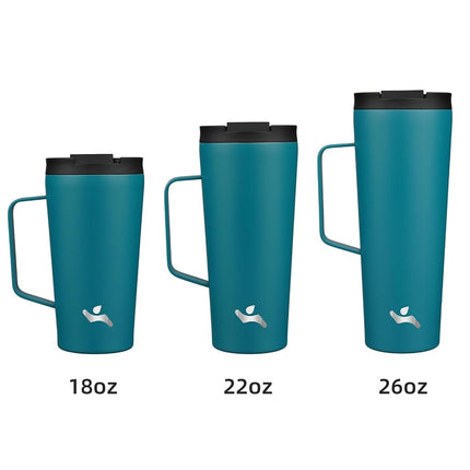 Konokyo Insulated Tumbler with Handle and Straw, 18 OZ Travel Coffee Mug Stainless Steel Cup Metal Water Bottle,Blue