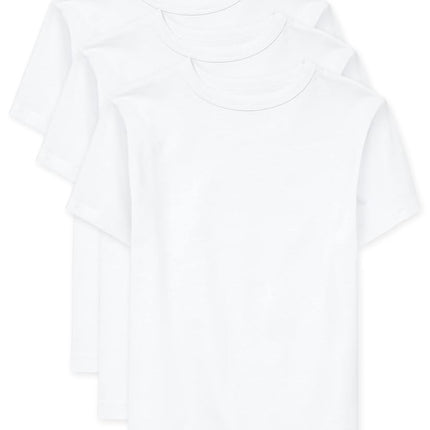 The Children's Place Garçons T-shirt de base à manches courtes pour superpositions, Blanc, Lot de 3, Taille M US
