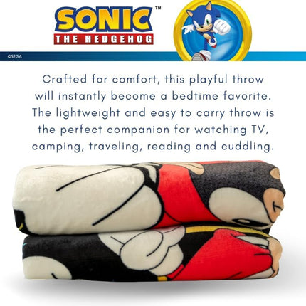 Franco Sonic The Hedgehog Kids Soft Plush Sherpa Duvet Cover Set, 50" x 60" (Officially Licensed)