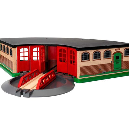 BRIO World Grand Roundhouse for Kids, Wooden Railway Roundhouse with Turntable, Fits Up to 5 Engines, Ages 3 Years and Up