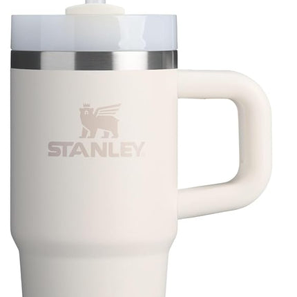 STANLEY Quencher H2.0 Tumbler with Handle and Straw, 3-Position Flowstate Lid, Travel Cup Holder Compatible, Insulated Stainless Steel, BPA-Free, 0.4 Litres, Cream Colour