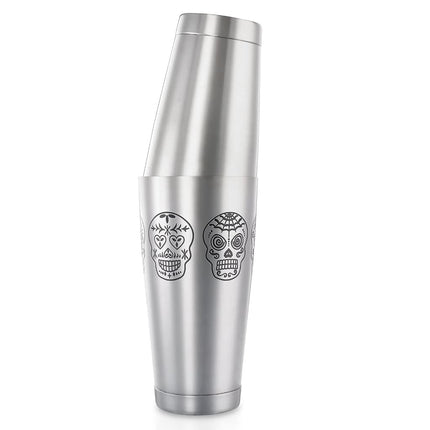 Barfly Skull Cocktail Shaker Tin Set (18 oz and 28 oz),Stainless Steel, Skull,M37009SKU