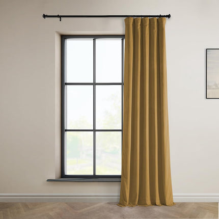 HPD Half Price Drapes Heritage Plush Velvet Curtains 96 Inches Long Room Darkening Curtains for Bedroom & Living Room 50W x 96L, (1 Panel), Retro Gold
