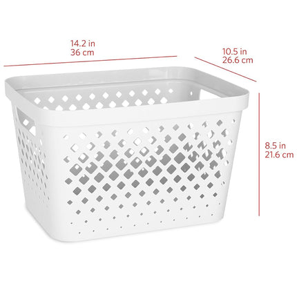 Glad Plastic Storage Basket Set, Value Pack of 6 | Open Storage Bins for Shelves, Bathroom, Pantry, Closet | Nesting Organizer Boxes with Handles, 4 Gallon, White